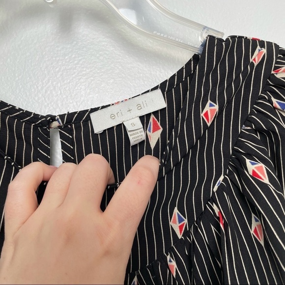 Anthropologie Eri + Ali Black and White Striped 3D Diamond Pattern - Picture 3 of 7